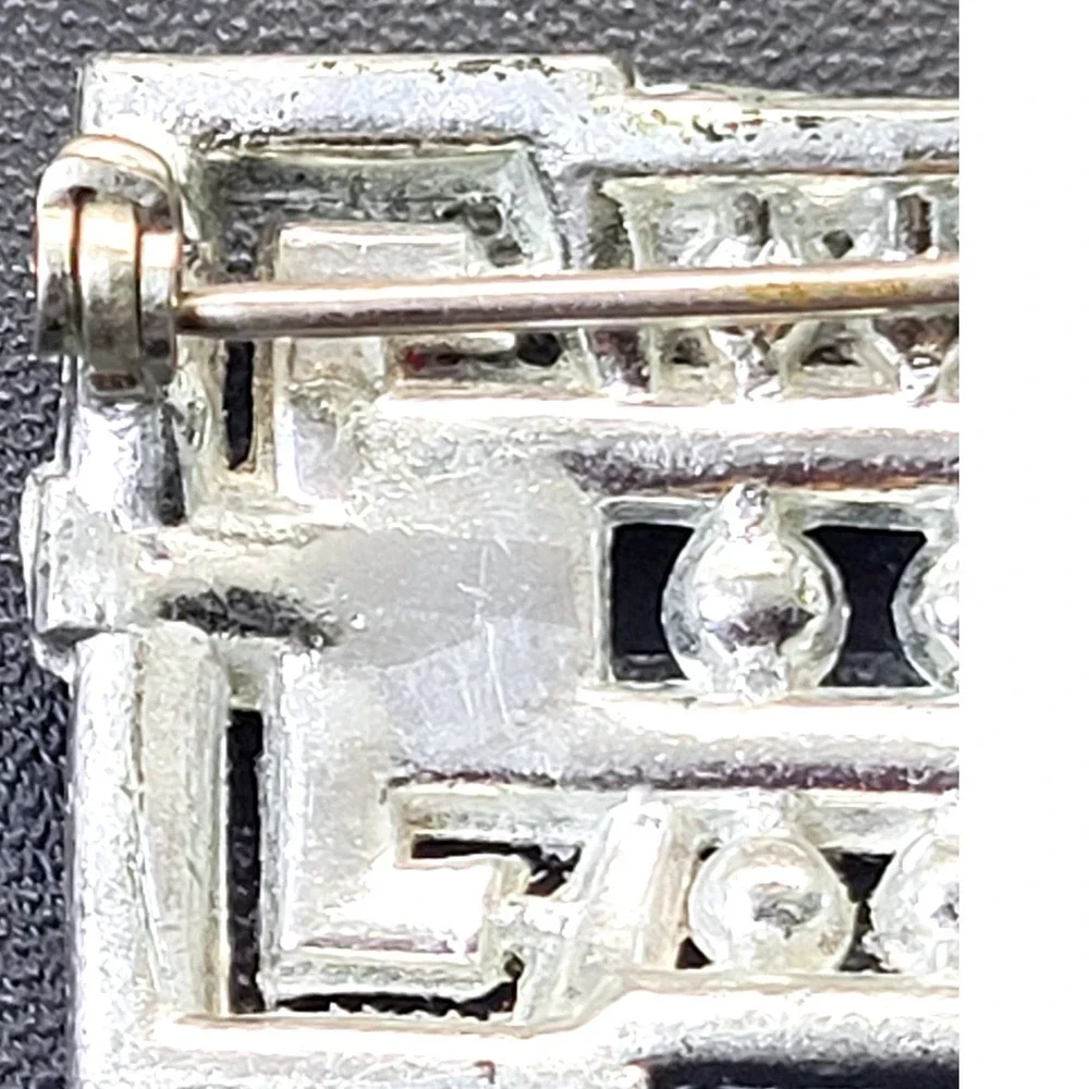 Unbranded Art Deco Bar Brooch Women OS Silver Rhinestone Good Vintage Geometric